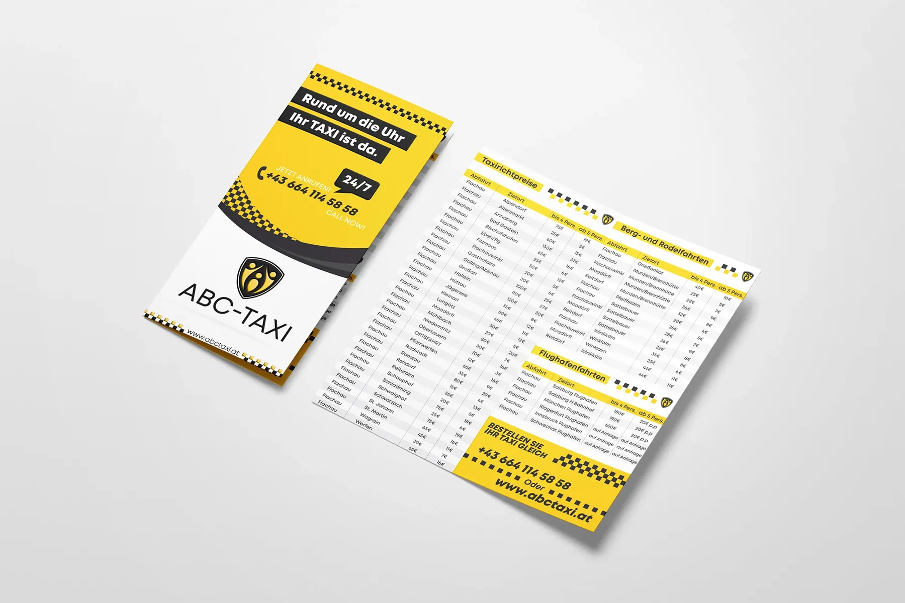 Flyer für ABC Taxi in Flachau