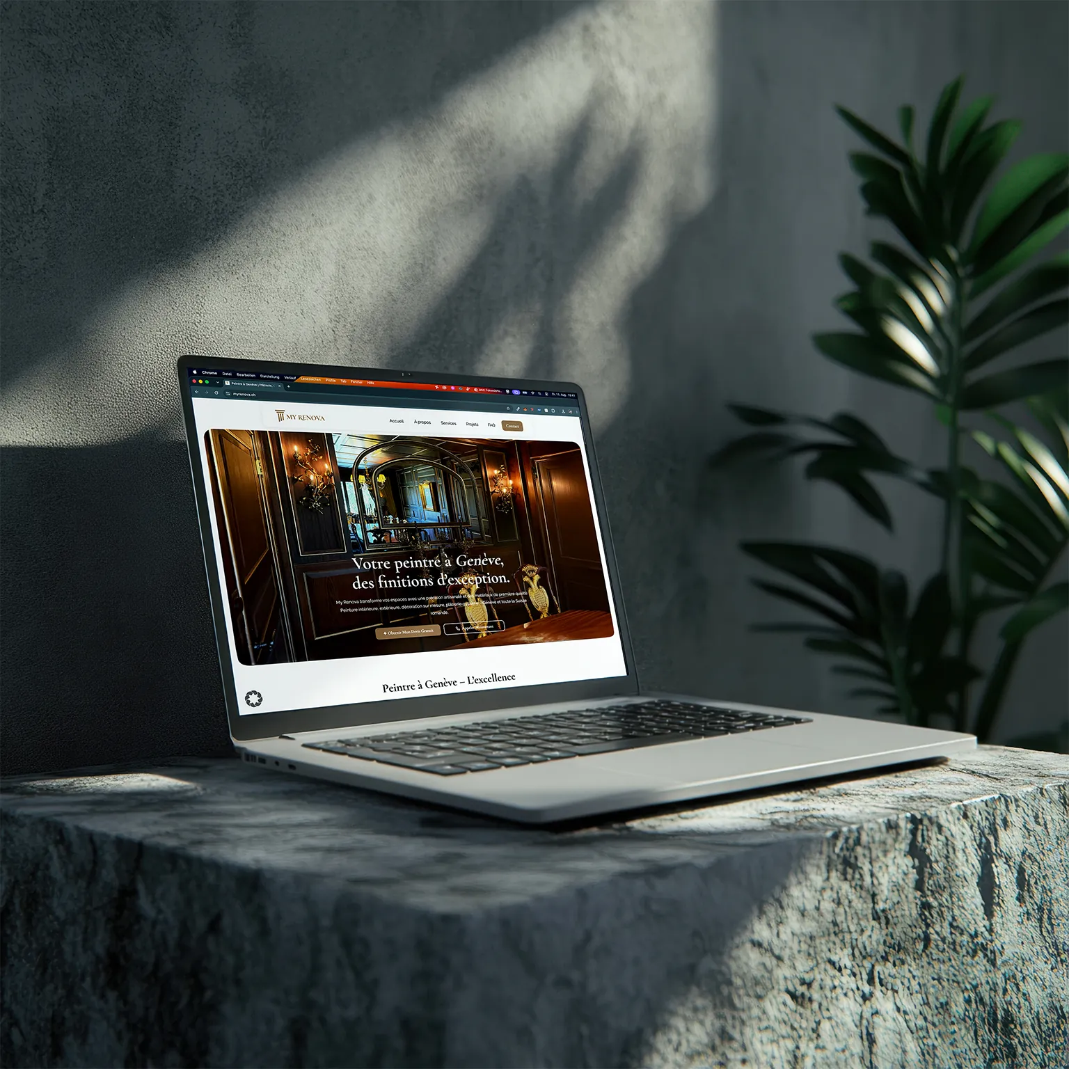 Website von My Renova auf einem Laptop