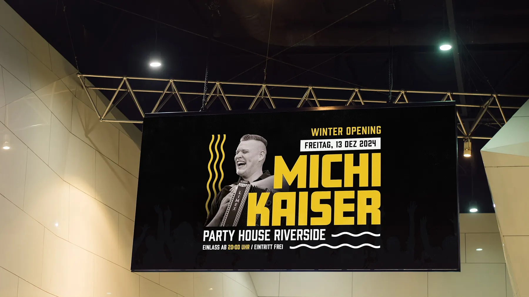 Eventplakat für das Riverside in Wagrain